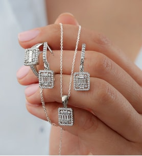 925 Ayar Gümüş Baget Taşlı Takı Set