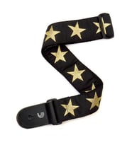 Planet Waves 20T05 Gold Star Dokuma Gitar Askısı (Başlangıç/Orta Seviye)  50mm Genişlik, Ayarlanabilir Uzunluk ve Şık Yıldız Desenli Tasarım
