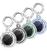 Lexroo Airtag için Su Geçirmez Ultra Şeffaf Görünümlü Silikon Kılıf ve Anahtarlık (4'lü Paket)