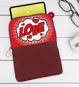BK Gift Pop Art Tasarımlı Taşınabilir Koruyucu Tablet Kılıfı & Organizer Çanta - Bordo-5
