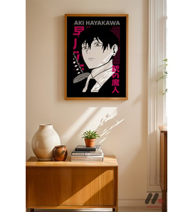 Chainsaw Man Aki Hayakawa Poster, Ahşap Çerçeveli Duvar Tablosu - Anime Severlere Özel
