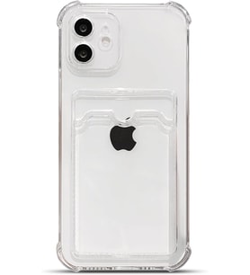 Teknomoda Apple iPhone 12 Kılıf Kartlıklı Anti Şok Korumalı Şeffaf Silikon Şeffaf Açık