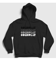 Presmono Unisex Beyaz Logo Coldplay Kapüşonlu Sweatshirt 470433tt (Siyah)