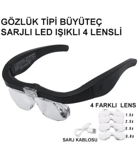 - Şarjlı Gözlük Büyüteç  4 Farklı Lens -11537dc
