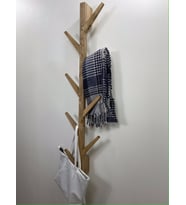 Doğal Ahşap Vestiyer, Dekoratif 8 Askılı Portmanto, Vintage Elbise Askısı Koyu Meşe