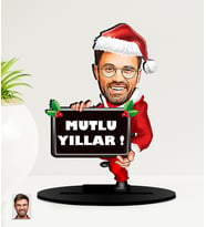 Kişiye Özel Yılbaşı Hediyesi Noel Baba Karikatürlü  Mdf Biblo (Çok Renkli)