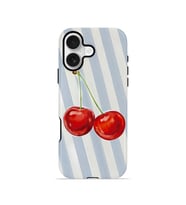 iPhone 16 Plus Vorian Çift Katmanlı MagSafe Kılıf Cherry Blue Stripe