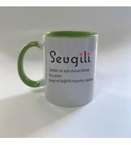Sevgili Baskılı Yeşil Mega Kupa
