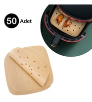 MCG  50 Adet Air Fryer Pişirme Kağıdı Tek Kullanımlık Hava Fritöz Yapışmaz Yağlı Kağıt Delikli Model