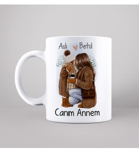 Canım Annem Anne & Kız Tasarımlı Kupa Kişiye Özel