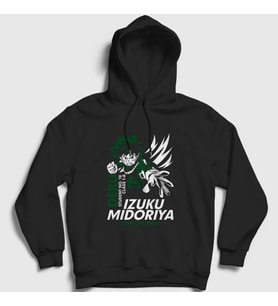 Presmono Unisex Siyah Izuku Anime Boku No Hero Academia Kapüşonlu Sweatshirt 128740tt