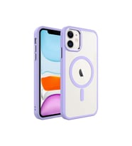 Apple iPhone 11 Uyumlu Kılıf Wireless Şarj Özellikli Zore Krom M-safe Silikon Kapak (Lila)
