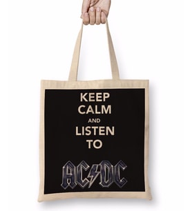 Banda Ac Dc Müzik Grubu Bez Çanta Uzun Saplı