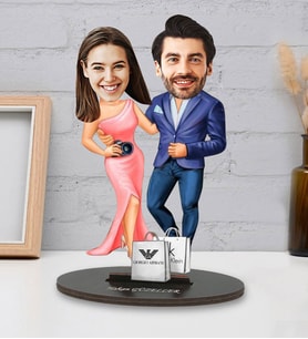Sevgililer Gününe Özel En Mutlu Çift Tasarımlı Kişiye Özel Karikatür Biblo