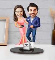 Sevgililer Gününe Özel En Mutlu Çift Tasarımlı Kişiye Özel Karikatür Biblo