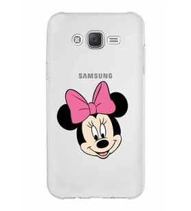Samsung Galaxy J7 Kapak Minnie Mouse Tasarımlı Şeffaf Silikon Kılıf