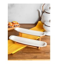 Bambu Standlı Oval 2 Katlı Servis Sunum Seti 3 Parça, şık ve pratik kullanım