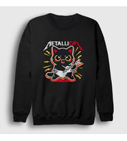 Presmono Unisex Siyah Metallicat Metallica Kedili Sweatshirt 460517tt