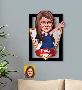 BK Gift Kişiye Özel İsimli Kız Çocuk Karikatürlü 3D Ahşap Tablo-4