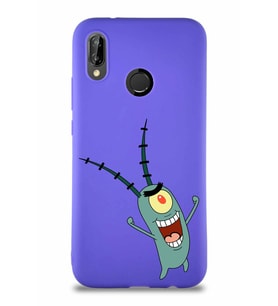Huawei P20 Lite Soft Premier Kapak Plankton Tasarımlı Silikon Kılıf - Mor (Şeffaf)