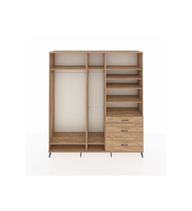 Hyperion Gardrop 9 Raflı 3 Çekmeceli 3 Askılı 220x44x243 Çam-Çam/Çam