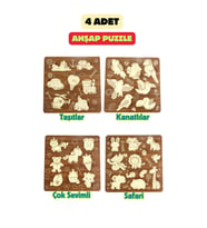 Çocuk Puzzle (Yapboz) Birinci Sınıf Ahşap 4 Parça Eğitici Öğretici Eğlenceli Set