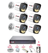 FURY 6 Kameralı 4 Warm Led Gece Renkli Görüş-Cepten İzle-Su Geçirmez Güvenlik Kamerası Seti 1TB