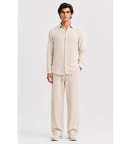 Erkek Krem Regular Fit Müslin Pantolon