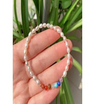 Doğal Taş İnci Çakra Bileklik 6 mm
