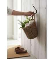 El Yapımı Duvar Askılı Sepet  Kağıt İp  Kraft Renk  18x22 cm  Dekoratif & Düzenleyici Aksesuar