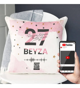 Kişiye Özel Arkadaşa Doğum Günü Ses İzi Yastık