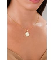 925 Ayar Gümüş Allah Yazılı Çiçek Motifli Kolye – Zirkon Taşlı – 45 cm Zincir