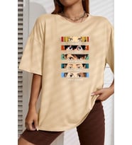 Unisex Cosplay Haikyuu Baskılı T-shirt (Bej)