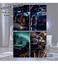 spor arabalar jeep suv yarış arabaları - 4 adet yapışkanlı poster sticker etiketler - dolap cam oda için
