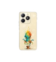 Realme C61 ile uyumlu Splash ahtapot tasarımlı şeffaf silikon kılıf