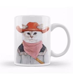 Kedi Rodeo Cat Kupa Bardak Porselen