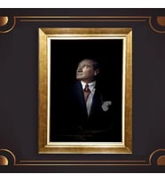 Özel Seri Paspartulu Çerçeveli Atatürk Tablo l93 (Gold)