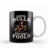 Funny Riding Bulls Punchin' Fools Competitive Pun Kupa Bardak Porselen