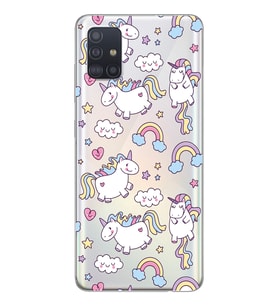Samsung Galaxy A51 Uyumlu Unicorn Tasarımlı Şeffaf Telefon Kılıfı