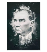 Ahşap Tablo Mustafa Kemal Atatürk Portresi Ve Imzası Görseli 35x50 cm Boyut