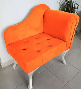Yeni Model Ters Kol Tekli Köşe Koltuğu Josefin Bench Beyaz Ayak (Turuncu)