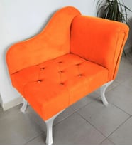 Yeni Model Ters Kol Tekli Köşe Koltuğu Josefin Bench Beyaz Ayak (Turuncu)