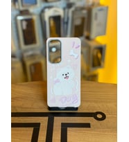 Samsung S24 FE Uyumlu Özel Tasarım Sevimli Figürlü Deri Dokulu Telefon Kılıfı (Pembe)