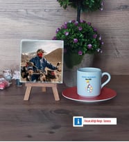 Metalurji ve Malzeme Mühendisi Fotoğraflı Dekoratif Taş, Ahşap Altlıklı Türk Kahvesi Fincanı Hediye (Model 8)