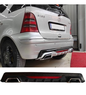 Mercedes A160 Difüzör Arka Tampon Eki 2 Egzoz Çıkışlı Siyah