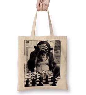 Monkey Chess Maymun Santranç Bez Çanta Uzun Saplı