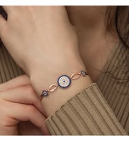 925 Ayar Gümüş Rose Kaplama Nazar Kadın Bileklik