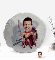 BK Gift Kişiye Özel Kahraman Babam Karikatürlü Yuvarlak Dekoratif Kırlent Yastık-1