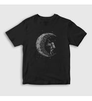 Presmono Unisex Çocuk Siyah Moon Mining Astronaut Space Astronot Uzay T-Shirt 283331tt