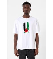 Watermelon Palestine Flag Beyaz Erkek Oversize Tshirt